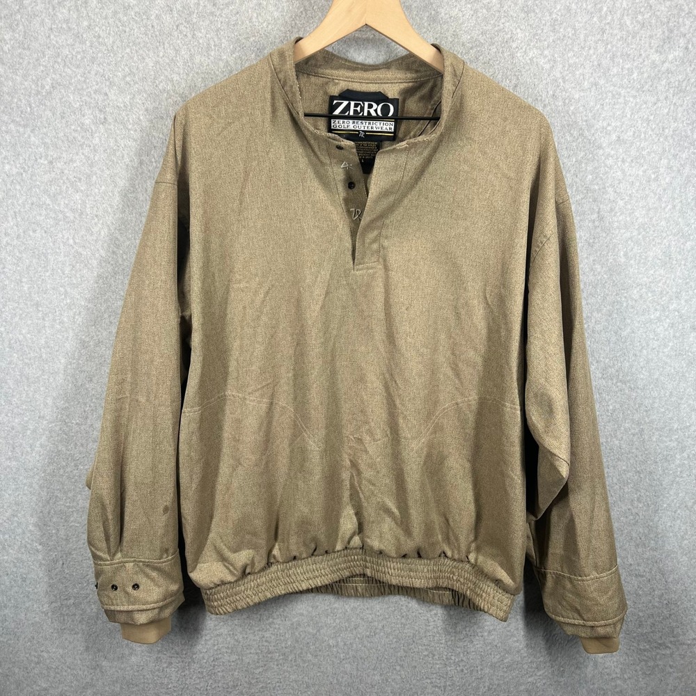Zero Restriction Golf Outerwear Mens Large Tan Windbreaker Pullover EUC